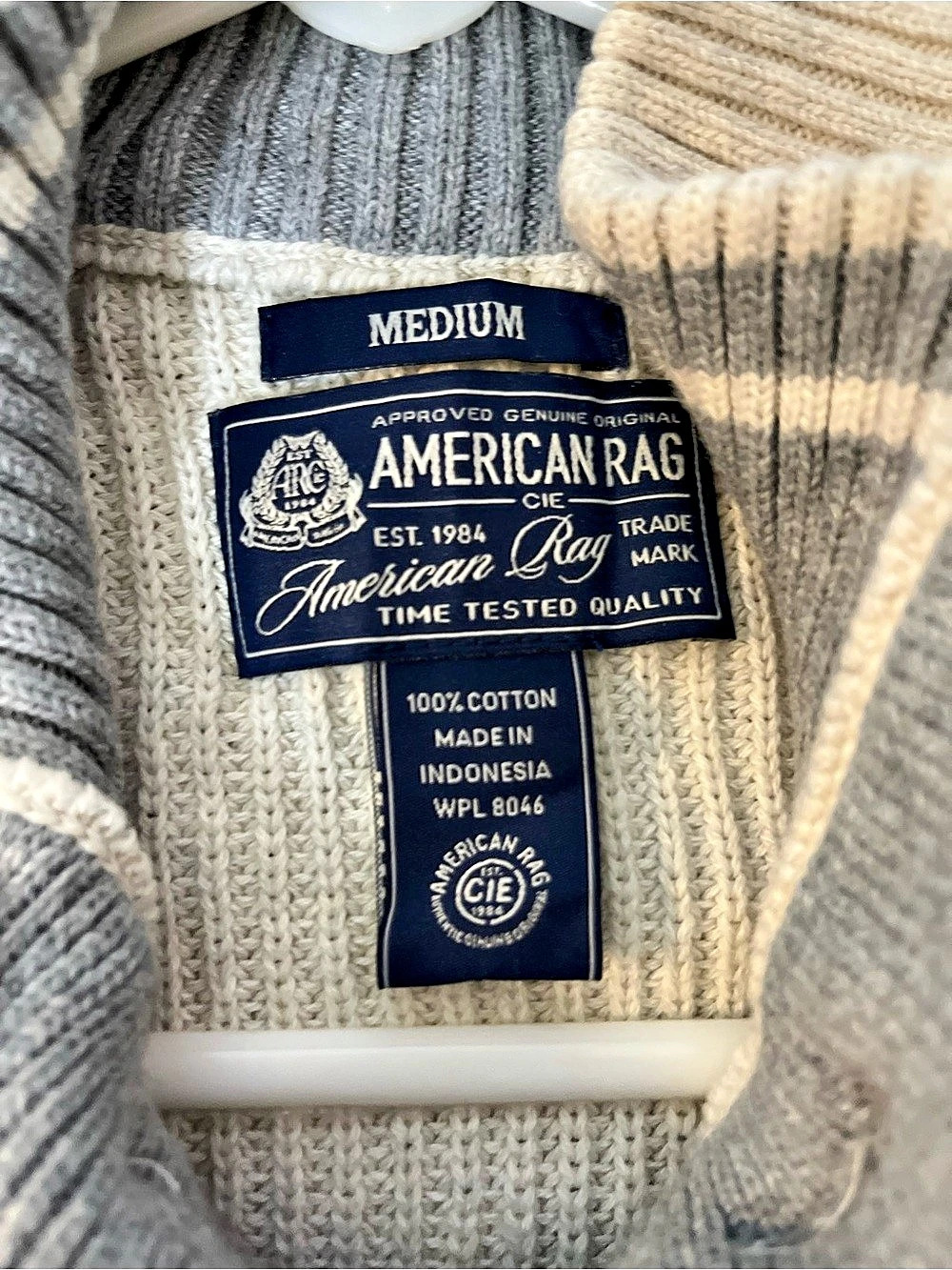 American Rag Ribbed Button Mock Neck Sweater White Medium - Picture 3 of 3